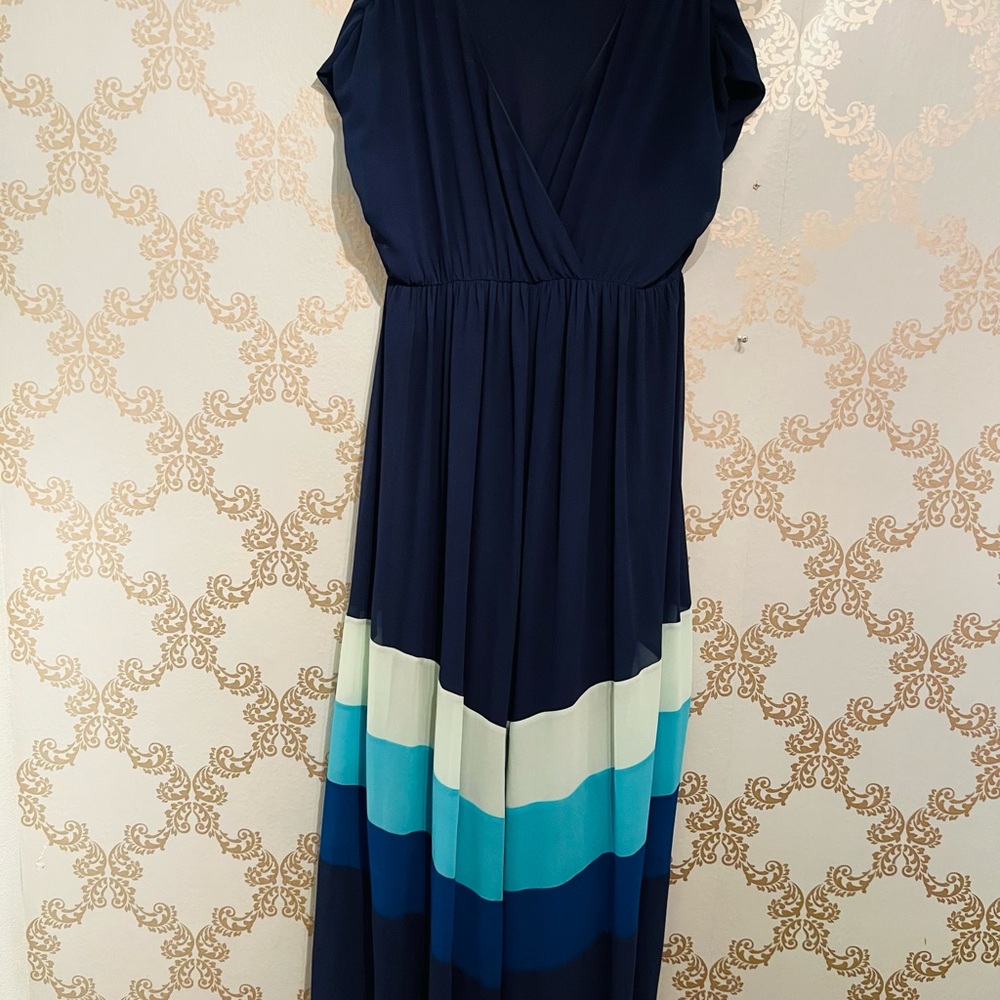 Torrid Navy and Blue Color Block Maxi Dress